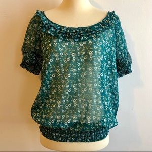 NWOT dELiA*s Floral Sheer Blouse